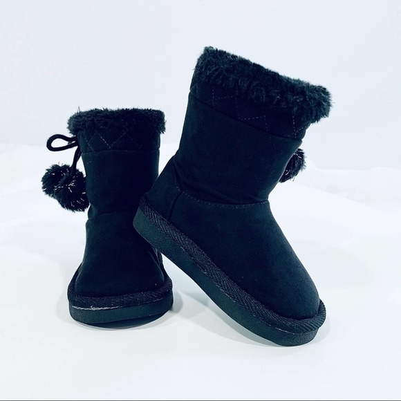CITY Streets Baby Toddler Black Faux Fur Boots Size 5 Months Winter Girl - Picture 5 of 10